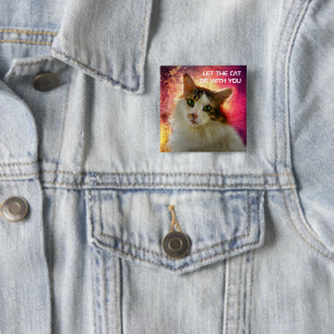 Schattige Cute Calico Cat Vierkante Button 5,1 Cm