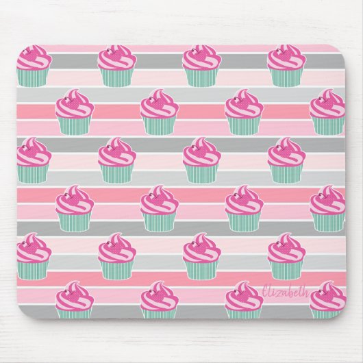 Schattige Cute Cupcakes, Stripes - Speciaal Muismat (Voorkant)