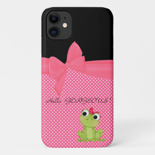 Schattige Cute Frog op Polka Dots-Hallo Pradeloos iPhone 11 Hoesje