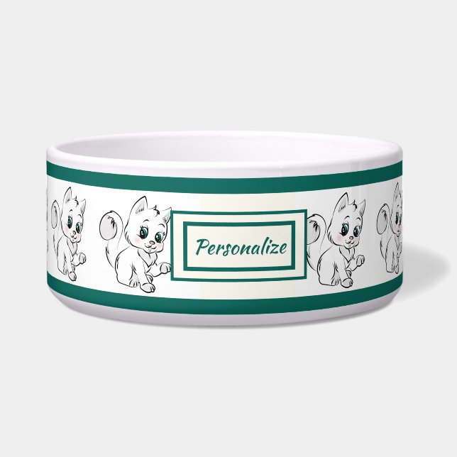 Schattige Cute Kitten Pattern Cat Dog Voerbakje (Voorkant)