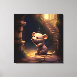Schattige Cute Kleine Muis Canvas Afdruk