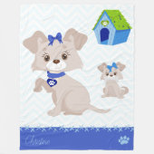 Schattige Cute mammie Dog met Puppy Fleece Deken (Voorkant)