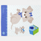 Schattige Cute mammie Dog met Puppy Fleece Deken (Voorkant (Horizontaal))