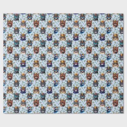 Schattige Cute Royal Cats die Pattern herhalen Cadeaupapier (Vlak)