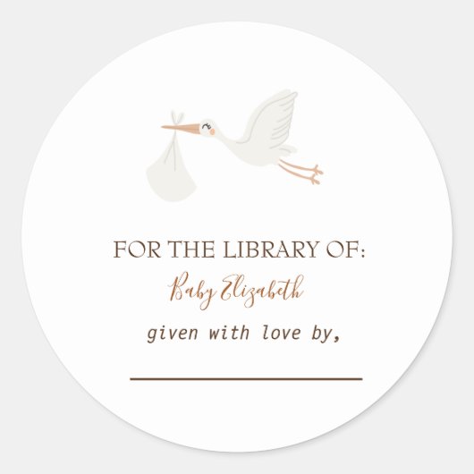 Schattige Cute Stork Ronde Sticker (Voorkant)