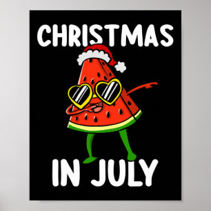 Schattige Dabbing Watermeloen Kerstmis In Juli Zom Poster