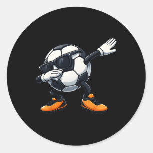 Schattige Dabbing Zonnige Voetbal Voetbal Cartoon Ronde Sticker