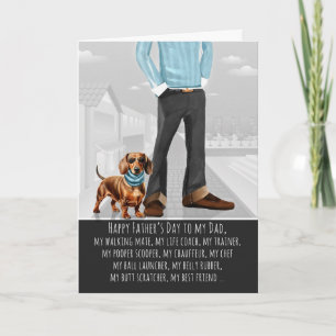 Schattige Dachshond Hond en Papa Grappige Vaderdag Feestdagen Kaart