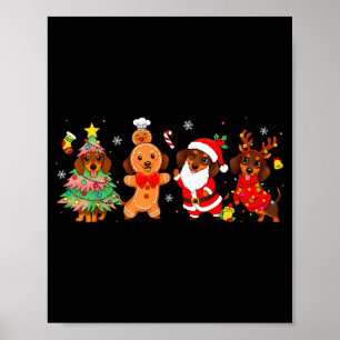 Schattige Dachshond Honden Kerstboom Peperkoek Ker Poster