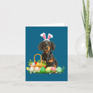 Schattige dachshond pasen dag konijn eieren paas k kaart