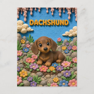 Schattige Dachshond Puppy, Baby Hond Briefkaart