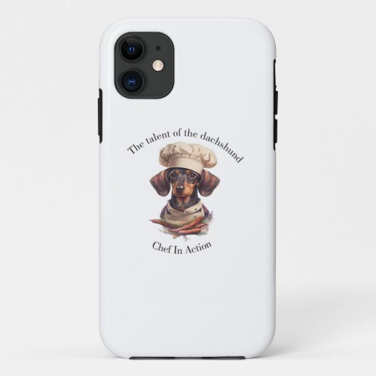 Schattige Dachshund Chef iPhone 11 Hoesje (Achterkant)