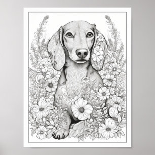 Schattige Dachshund Dog Kleurend Poster