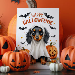 Schattige Dachshund Halloween Kaart