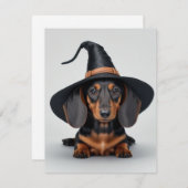 Schattige Dachshund Heks Feestdagenkaart (Voorkant / Achterkant)
