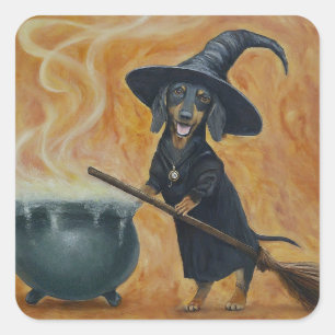 Schattige Dachshund Heks Vierkante Sticker