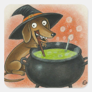 Schattige Dachshund Heks Vierkante Sticker