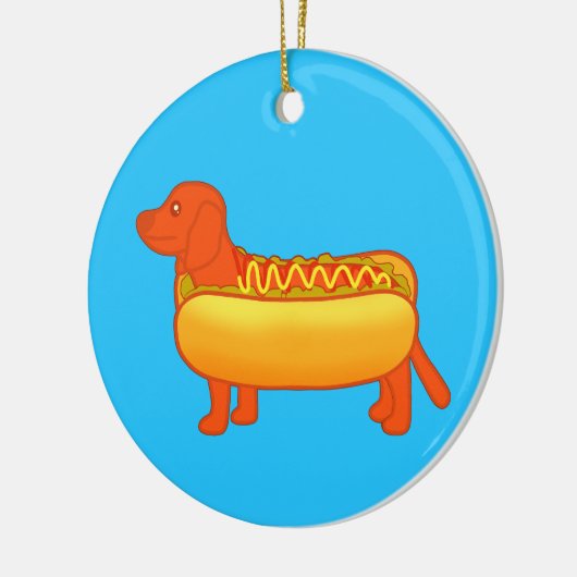 Schattige Dachshund Hot Dog Keramisch Ornament (Links)
