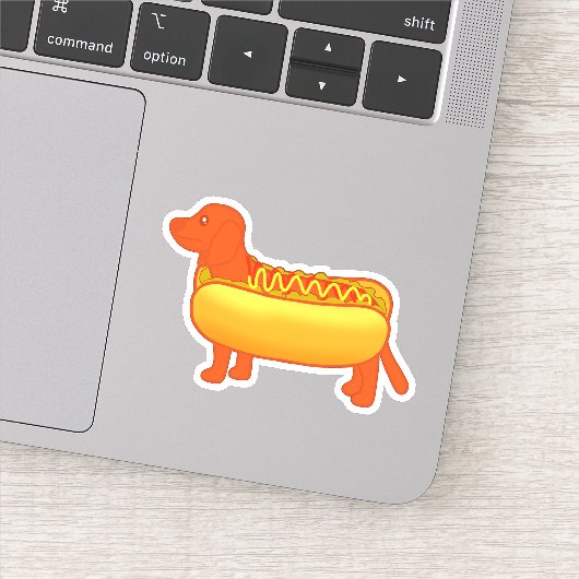 Schattige Dachshund Hot Dog Sticker (Detail)