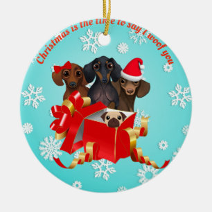 Schattige Dachshund Kerst Ornament