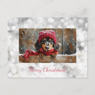 Schattige Dachshund Kerstkaart Feestdagenkaart