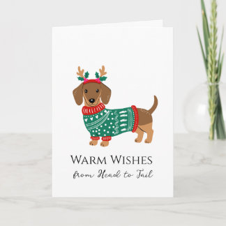 Schattige Dachshund Kerstkaart - Warme Wensen van Kaart