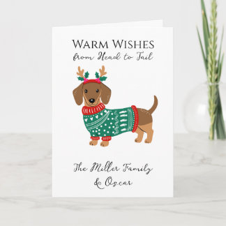 Schattige Dachshund Kerstkaart - Warme Wensen van Kaart