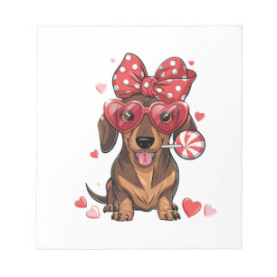Schattige Dachshund Met Hart Bril En Stippen Notitieblok