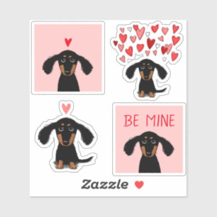 Schattige Dachshund Puppy Dog Valentijn Stickers