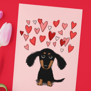 Schattige Dachshund Puppy Dog Valentijnsdag Liefde Feestdagen Kaart