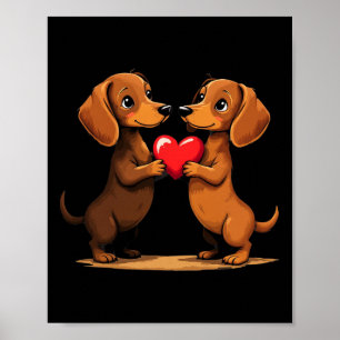 Schattige Dachshund Puppy Hart Voor Valentijnsdag Poster