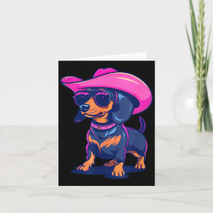 Schattige Dachshund Roze Cowboyhoed Wiener Sausage Kaart