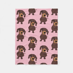 Schattige Dachshund Roze Fleece Deken