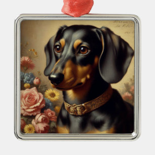Schattige Dachshund Schilderen Metalen Ornament