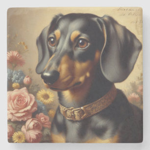 Schattige Dachshund Schilderen Stenen Onderzetter