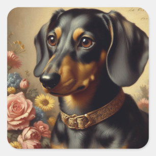 Schattige Dachshund Schilderen Vierkante Sticker
