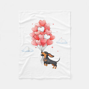 Schattige Dachshund Valentijnshart Ballon Hondenli Fleece Deken