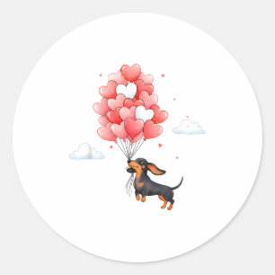 Schattige Dachshund Valentijnshart Ballon Hondenli Ronde Sticker
