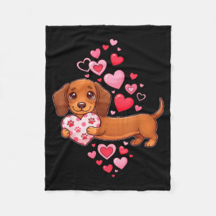 Schattige Dachshund Valentijnshart Grappige Dachsh Fleece Deken