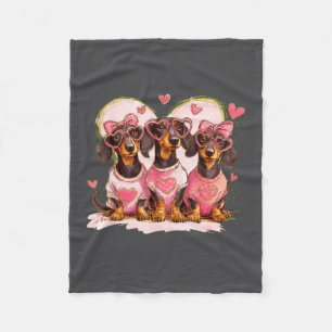 Schattige Dachshund Valentijnshart Hond Liefhebber Fleece Deken