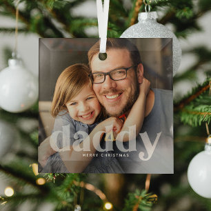 Schattige Daddy-overlay-typografie-foto Glas Ornament
