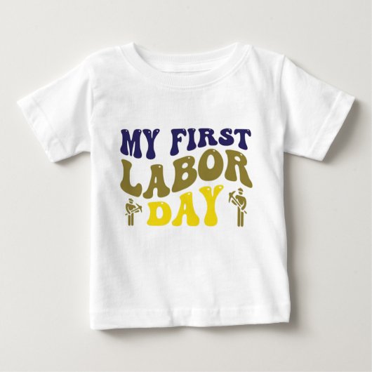 Schattige Dag van de Arbeid Baby T-shirts: Vier (Voorkant)