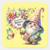Schattige dagelijks Moederdag gnome Vierkante Sticker (Voorkant)