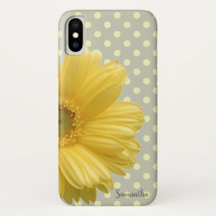 Schattige Daisy,Bloem,Polka Dots -Personalized iPhone X Hoesje
