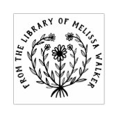 Schattige Daisy Bloemige Aangepaste Eigen Tekst Ex Rubberstempel (Afrduk)