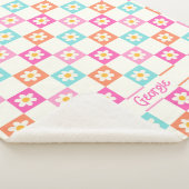 Schattige Daisy Chequerboard Eenvoudig Kleurrijk Sherpa Deken (3/4)