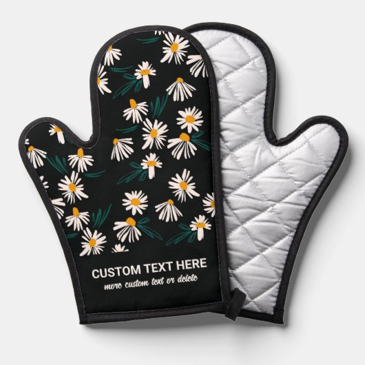 Schattige Daisy Floral Pattern Uw aangepaste tekst Ovenwant (Voorkant / Achterkant)