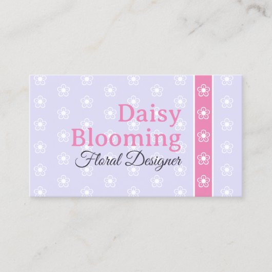Schattige Daisy Pattern Pastel Licht Lila Roze Blo Visitekaartje (Voorkant)