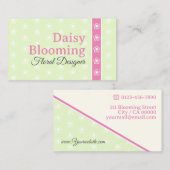 Schattige Daisy Pattern Pastel Lime Groen Roze Blo Visitekaartje (Voorkant / Achterkant)