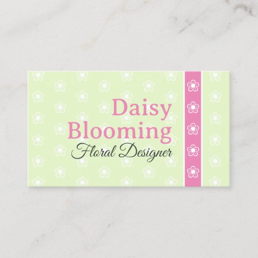 Schattige Daisy Pattern Pastel Lime Groen Roze Blo Visitekaartje (Voorkant)